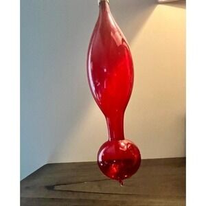 Vintage West Germany Hand Blown Red Glass Finial Christmas Ornament 7.5"